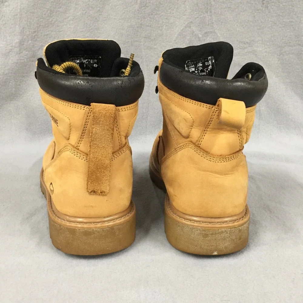 Wolverine Mens Waterproof Leather Work Boots Wheat Tan W10642 Size 10M